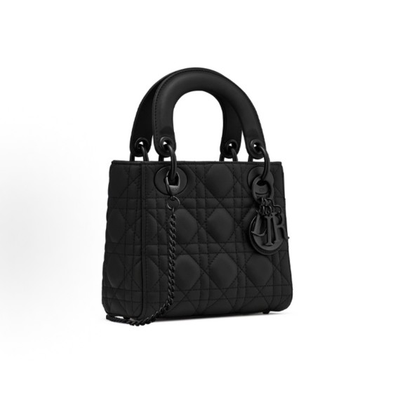 DIOR迪奥 Lady Dior 戴妃包 单肩斜挎⼿提包 迷你 ⼥款 磨砂⿊⾊